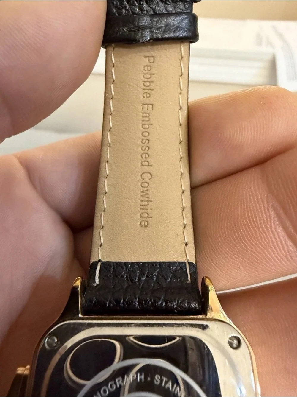 Bronzo Italia Square Chronograph Watch Rose Gold Plated Bronze Roman Numeral